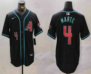 Mens Arizona Diamondbacks #4 Ketel Marte Number Black Cool Base Limited Stitched Jersey